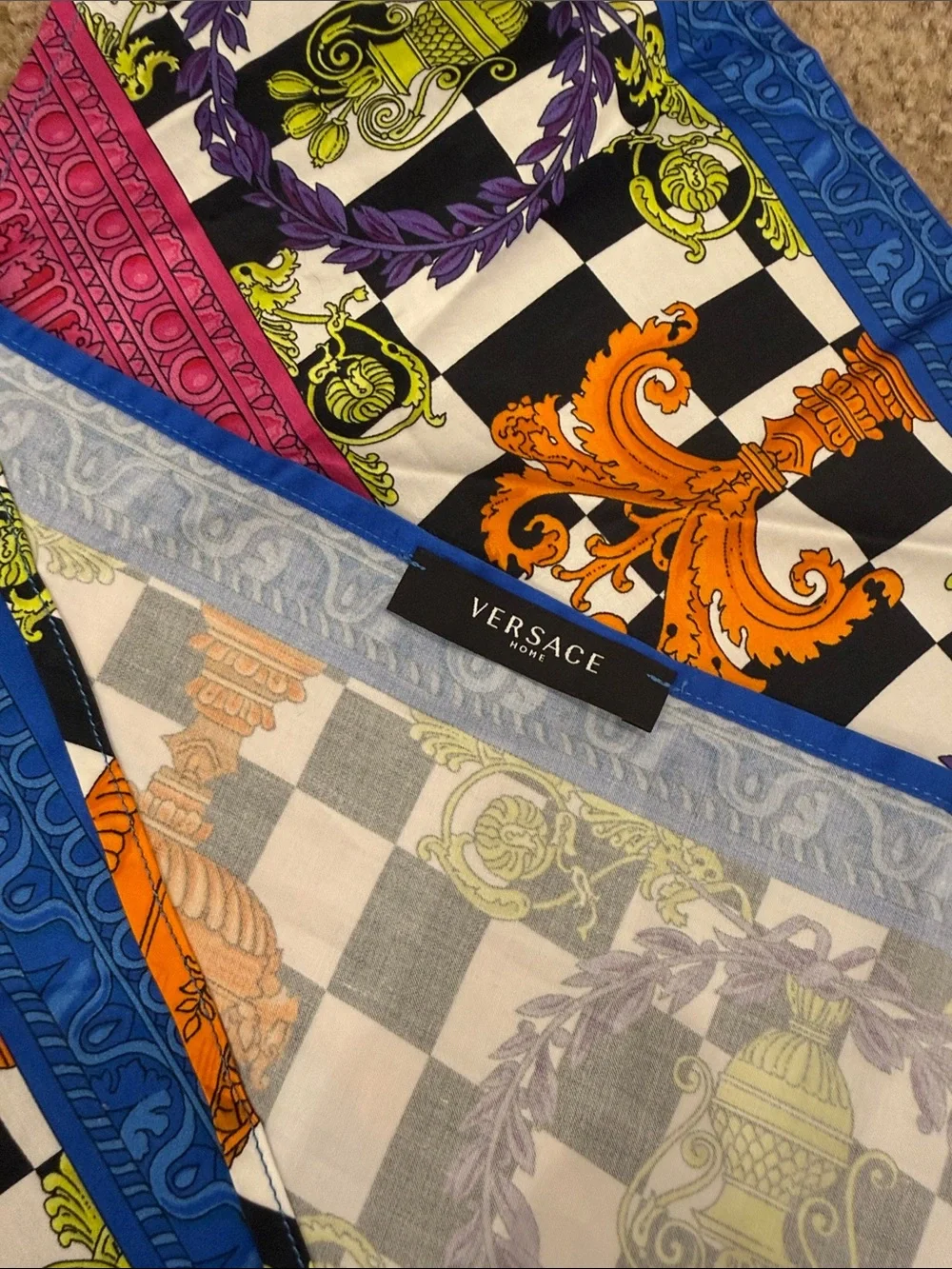 Versace Baroque Medusa Cotton Triangle Bandana Scarf Headscarf Multicolor New